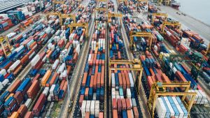 shipping containers stacked together
